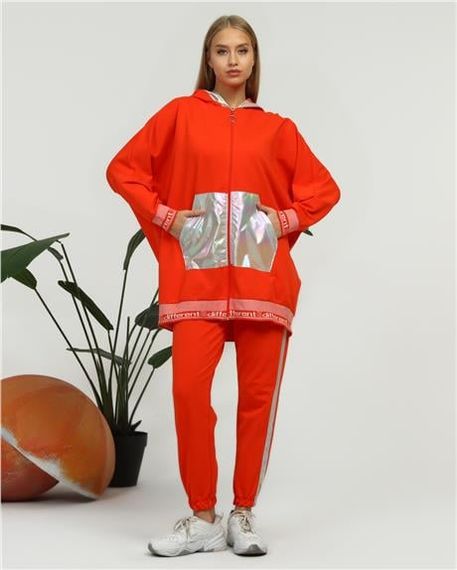 طقم رياضي مزدوج بزي تفصيل صوف و سُوَر - 70078.036 - برتقالي - صورة 1