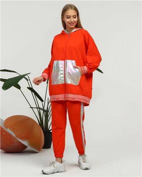 طقم رياضي مزدوج بزي تفصيل صوف و سُوَر - 70078.036 - برتقالي - صورة 5