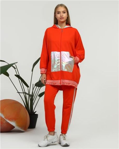 طقم رياضي مزدوج بزي تفصيل صوف و سُوَر - 70078.036 - برتقالي - صورة 4
