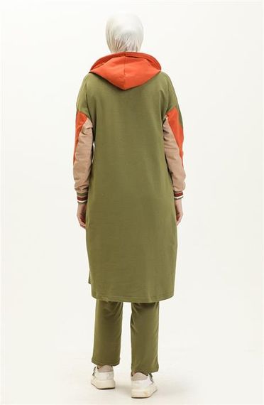 Спортивный комплект с застежкой, цвет масляный зеленый, с деталями цветного шнура, модели 71053, доступные размеры 38-46 - фото 5