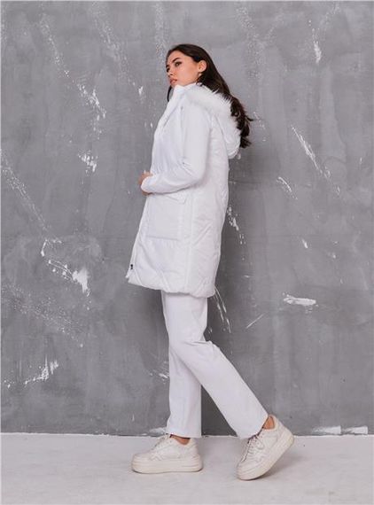 طقم رياضي ثلاثي مع سترة مبطنة بغطاء رأس - 70030.002 - أبيض - صورة 4