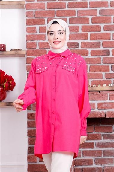Neşe Taşlı Gömlek - 02087.025 - Fuşya - photo 1