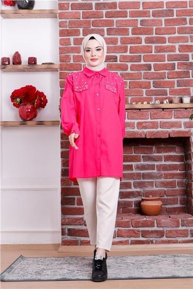 Neşe Taşlı Gömlek - 02087.025 - Fuşya - photo 2