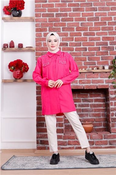 Neşe Taşlı Gömlek - 02087.025 - Fuşya - photo 3