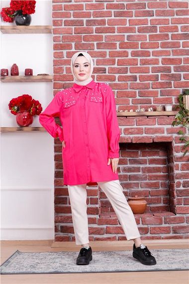 Neşe Taşlı Gömlek - 02087.025 - Fuşya - photo 4