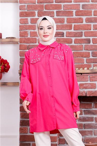 Neşe Taşlı Gömlek - 02087.025 - Fuşya - photo 5