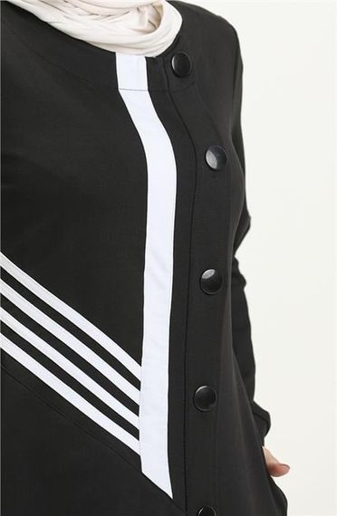 Yan Düğme Detaylı Ferace - 09248.003 - Siyah - photo 4