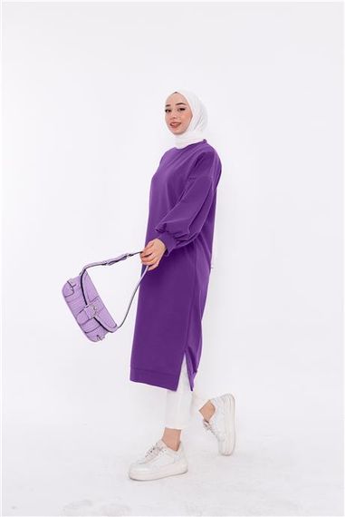 Хира свитшот с баллонными рукавами, миди длины, базовый, однотонный, цвет лиловый, размеры 38-46 - фото 2