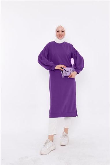 Хира свитшот с баллонными рукавами, миди длины, базовый, однотонный, цвет лиловый, размеры 38-46 - фото 4