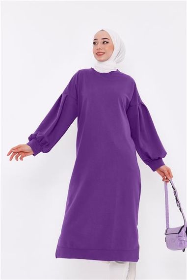 Хира свитшот с баллонными рукавами, миди длины, базовый, однотонный, цвет лиловый, размеры 38-46 - фото 5