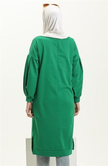 Хіара Штани з Балон Колом Середньої Довжини, Однотонний Базовий Светр - 03031.111 - Колір: Бенеттон Зелений, Розміри: 38-46 - фото 4