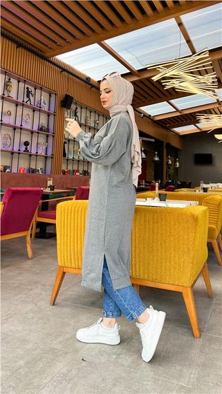 Hira Balon Kol Midi Boy Sade Basic Sweatshirt - 03031.017 - Antrasit - photo 5
