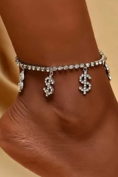 Women's Dollar Dangle Model Silver Crystal Zircon Stone Diamond Tarnish-proof Foot Anklet - photo 1