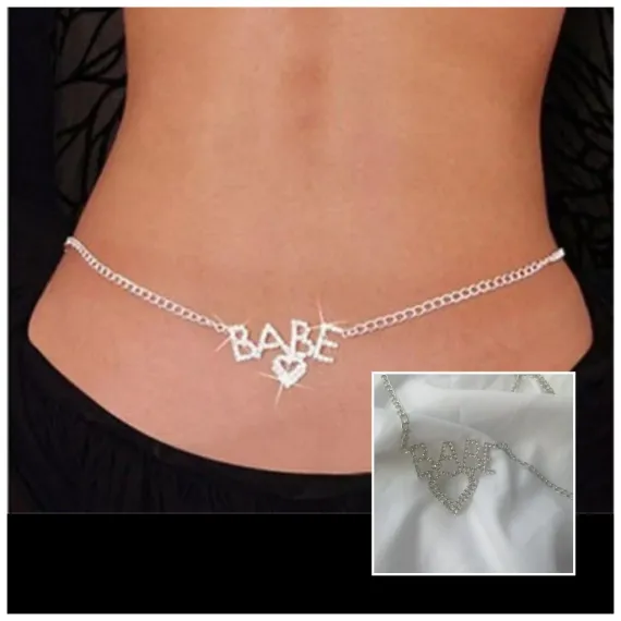 Women Babe Figured Body Necklace Jewelry Model Crystal Stone Silver Zircon Diamond Body Chain - photo 1