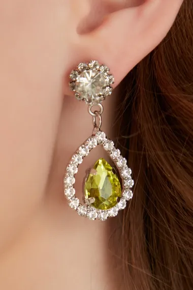 Women's Radiante Yellow Model Zircon Stone Silver Evening Dress Dangle Wedding Engagement Party Prom Daily Earrings - photo 1