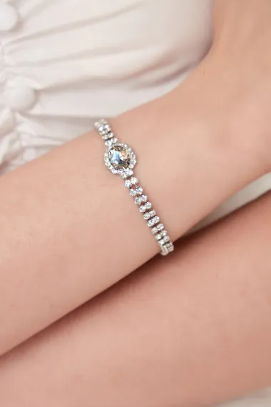 Women's Honey Pot Stella Model Zircon Stone Silver Evening Dress Daily Party Prom Date Combination Bracelet - photo 3