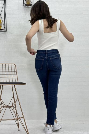 YÜKSEK BEL FUL LİKRALI DAR PAÇA MOM JEANS KADIN KOT PANTOLON - fotoğraf 5