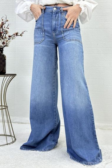 HIGH WAIST WIDE SPANISH WOMEN'S JEANS - photo 5