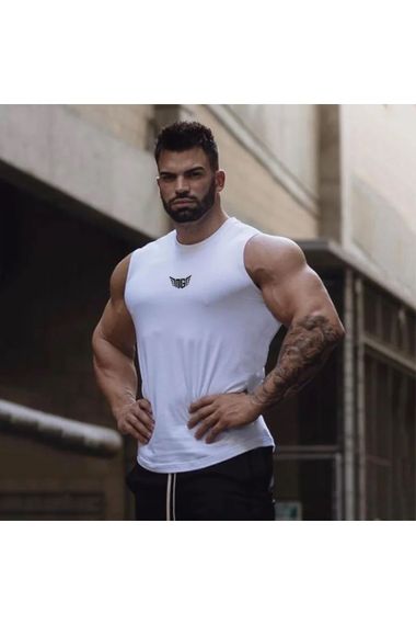 Erkek Nem Emici Hızlı Kuruma Atletik Teknik Performans Sporcu Sıfır Kol T-shirt MG-ATLET