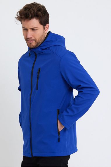 Чоловічий флісовий софтшелл куртка з водонепроникними властивостями та 3 кишенями для активного відпочинку - фото 1