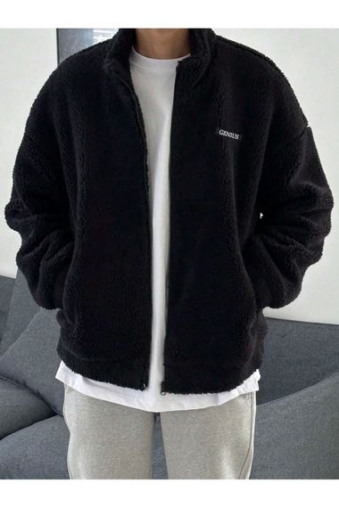 Oversize Peluş Tam Fermuarlı Sweatshirt Peluş İçi Polarlı Sherpa Kumaş Sweatshirt - photo 2