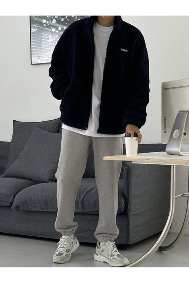 Oversize Peluş Tam Fermuarlı Sweatshirt Peluş İçi Polarlı Sherpa Kumaş Sweatshirt - fotoğraf 4