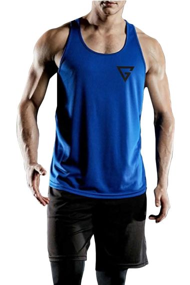 Men's Dry Fit Y-Back Gym Fitness Tank Top with Breathable and Quick-Dry Fabric in Royal Blue