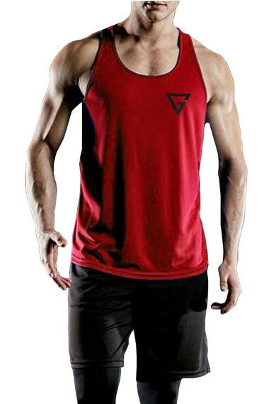 Men's Dry Fit Y-back Gym Fitness Tank Top Genıus-Fıt - Soft, breathable, quick-drying fabric for comfort and ventilation in Red