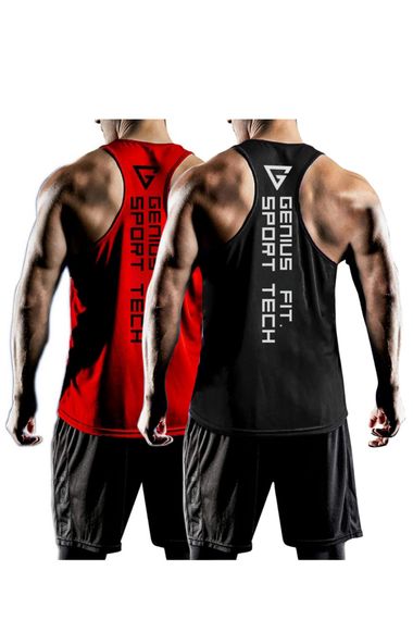 2’li Paket Erkek Dry Fit Y-back Gym Fitness Sporcu Atleti Genıus-fıt2