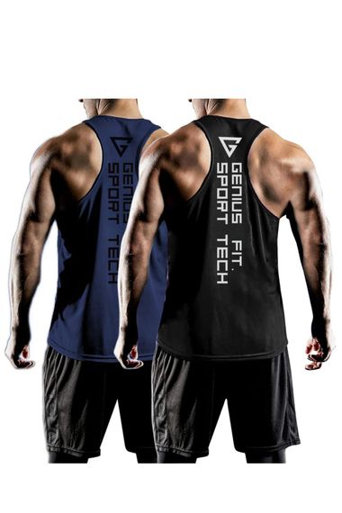 2’li Paket Erkek Dry Fit Y-back Gym Fitness Sporcu Atleti Genıus-fıt2