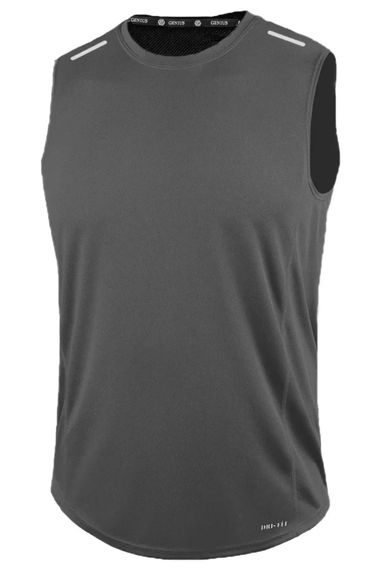 Men's Moisture-Wicking Quick-Dry Athletic Tank Top Sleeveless T-shirt in Dark Gray