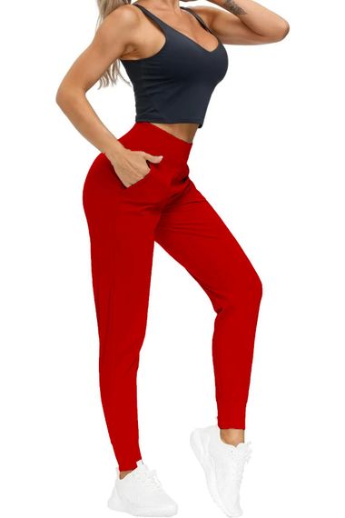 Kadın Yüksek Bel Yoga Koşu Egzersiz Joggers Hafif Eşofman Altı JOGER-EŞOFMAN - fotoğraf 3