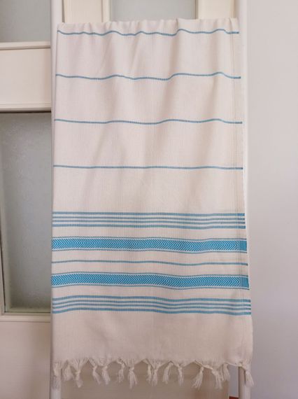 Peshtemal, Beach Towel, Natural Blue