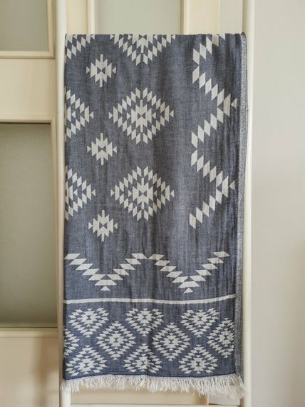 Peshtemal, Bath Towel, Beach Towel, Double Layer Rug Navy Blue - photo 2