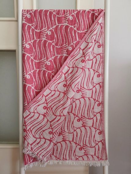 Peshtemal, Bath Towel, Beach Towel, Double Layer Fish Red - photo 1