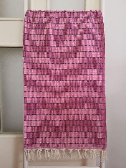 Peştemal, Banyo Havlusu, Plaj Havlusu, Balıksırtı Pembe - Mor