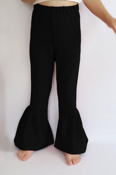 Чорні штани з еластичними легінсами з високою талією і кльошом для дівчинки ALT-0004.2 - фото 3