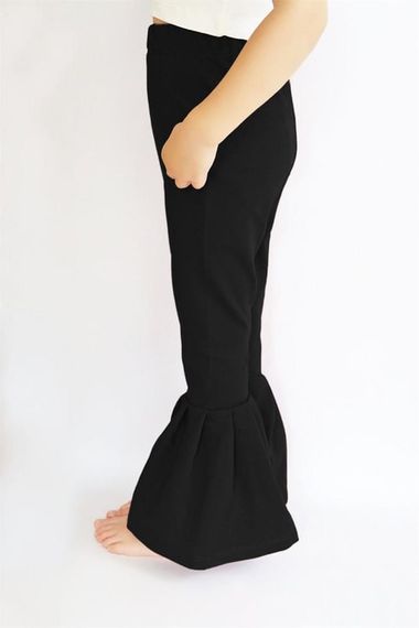 Чорні штани з еластичними легінсами з високою талією і кльошом для дівчинки ALT-0004.2 - фото 2