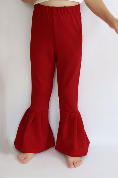 Еластичні легінси з високою талією, червоні кльоші для дівчинки ALT-0004.3 - фото 2