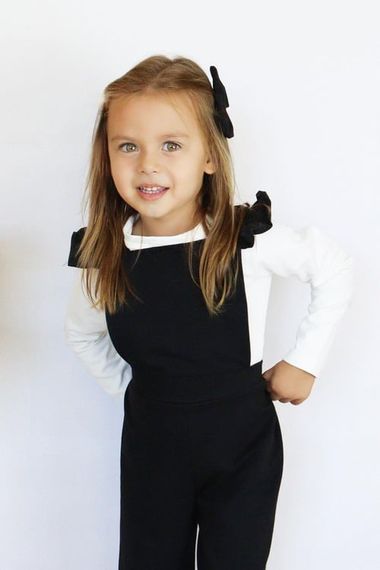 Girl's Berlin Black Cotton Frilly Tie Detailed Jumpsuit Salopet Buckle Suit - photo 5