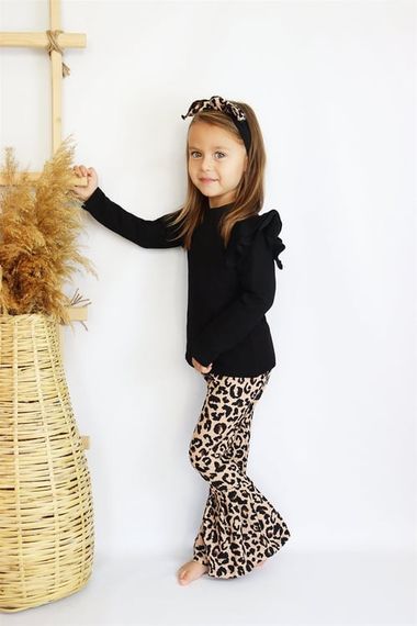 Girl Child Leopard Spanish Long Sleeve Bottom Top Bandana Suit TKM-0150 - photo 1