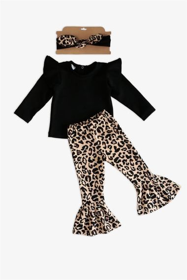 Girl Child Leopard Spanish Long Sleeve Bottom Top Bandana Suit TKM-0150 - photo 2