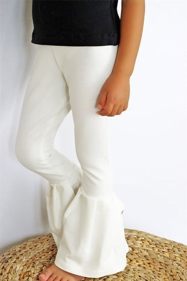 Girl's Cream Flare Leg High Waist Elastic Leggings Trousers ALT-0004.63 - photo 5