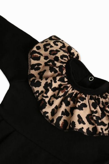 Girl's Leopard Collared Snap Detailed Jumpsuit Salopet TLM-0051 - photo 2