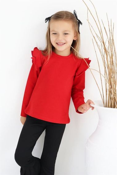 Girl's Coco Red Ruffle Long Sleeve Spanish Top and Bottom Tracksuit TKM_0110.3 - photo 2