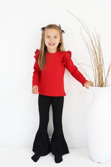 Girl's Coco Red Ruffle Long Sleeve Spanish Top and Bottom Tracksuit TKM_0110.3 - photo 1