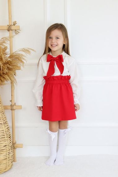 Girl's Parla Red Skirt Blouse Suit TKM-0183.3 - photo 2