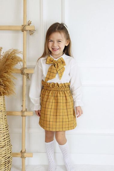 Girl's Parla Mustard Skirt Blouse Suit TKM-0183.22 - photo 5