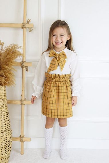 Girl's Parla Mustard Skirt Blouse Suit TKM-0183.22 - photo 3