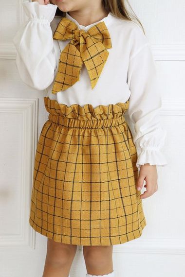 Girl's Parla Mustard Skirt Blouse Suit TKM-0183.22 - photo 2